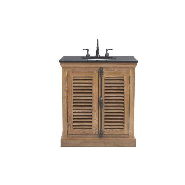 Home Decorators Collection Highland 31 in. W Vanity in Brown with Marble Vanity Top in Black