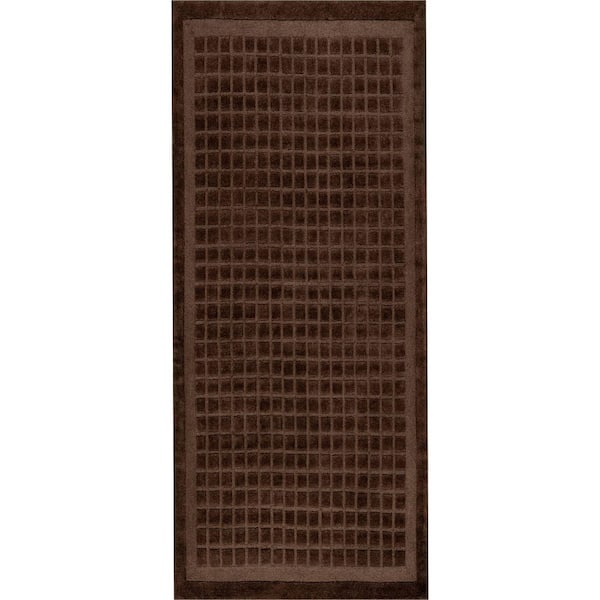 Fritz Checked Wool Brown 3 ft. x 8 ft. Indoor Runner Rug