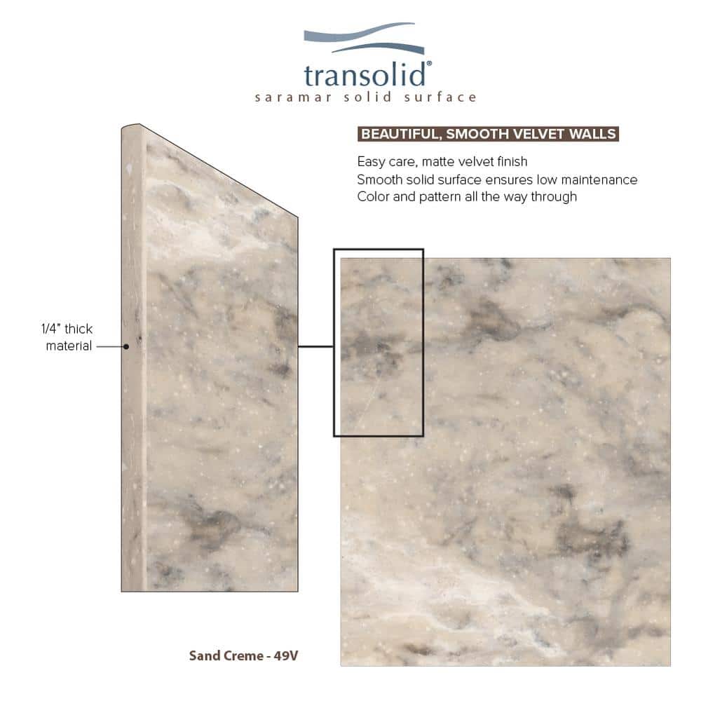 SaraMar Sand Creme Velvet 48'' x 96'' Glue Up Shower Wall Panels