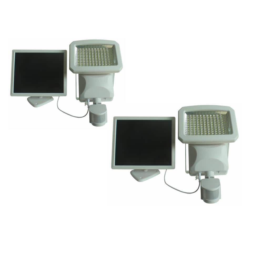 Outdoor 144-LED Solar Powered Motion Activated Security Light in White (2-Pack) price history on PriceWatchPro