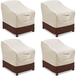 Large Beige and Brown Utility Heavy-Duty Waterproof Outdoor Patio Chair Covers (4-Pack)