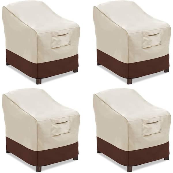 Unbranded Large Beige and Brown Utility Heavy-Duty Waterproof Outdoor Patio Chair Covers (4-Pack)