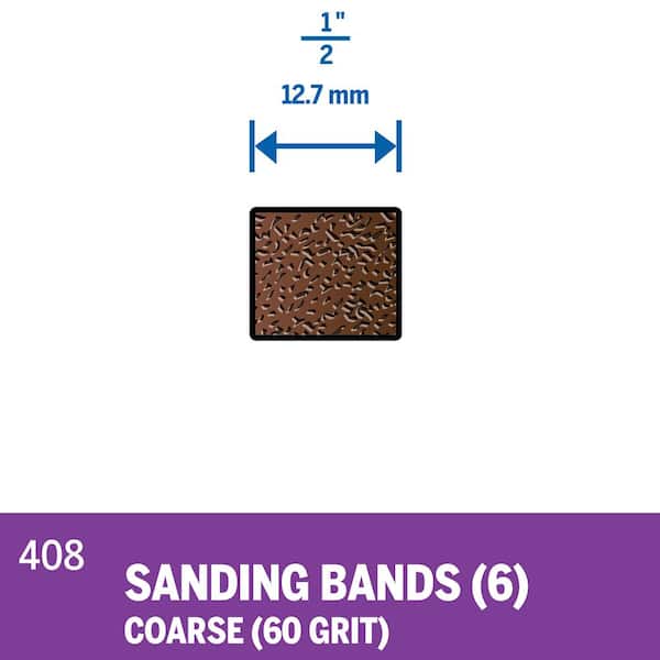 1/2 in. Rotary Tool 60-Grit Sanding Bands for Wood, Fiberglass, Rubber, and Metal (6-Pack)
