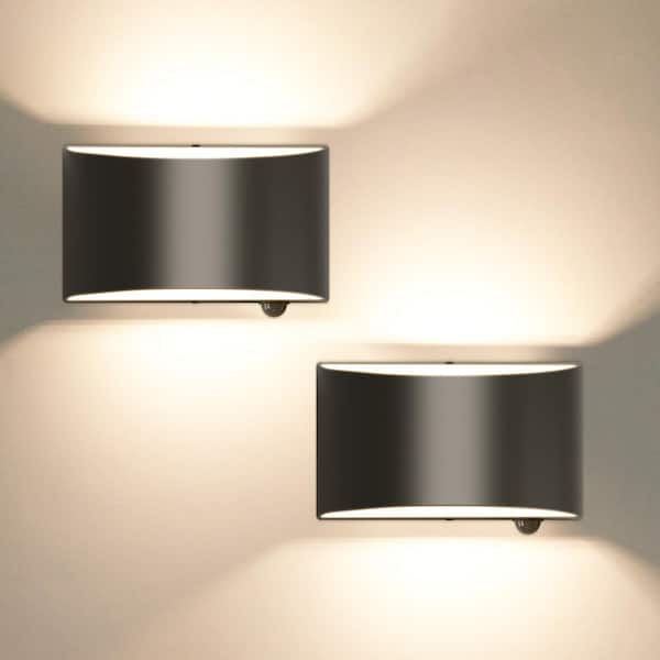 9 in. 1-Light Black Modern Integrated LED Wall Sconce with Motion Sensor Indoor Wall Lamp for Living Room Bedroom,2-Pack