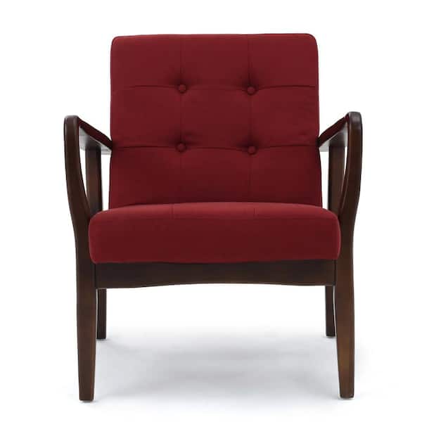Noble House Brayden Deep Red Fabric Club Chair 15885 - The Home Depot