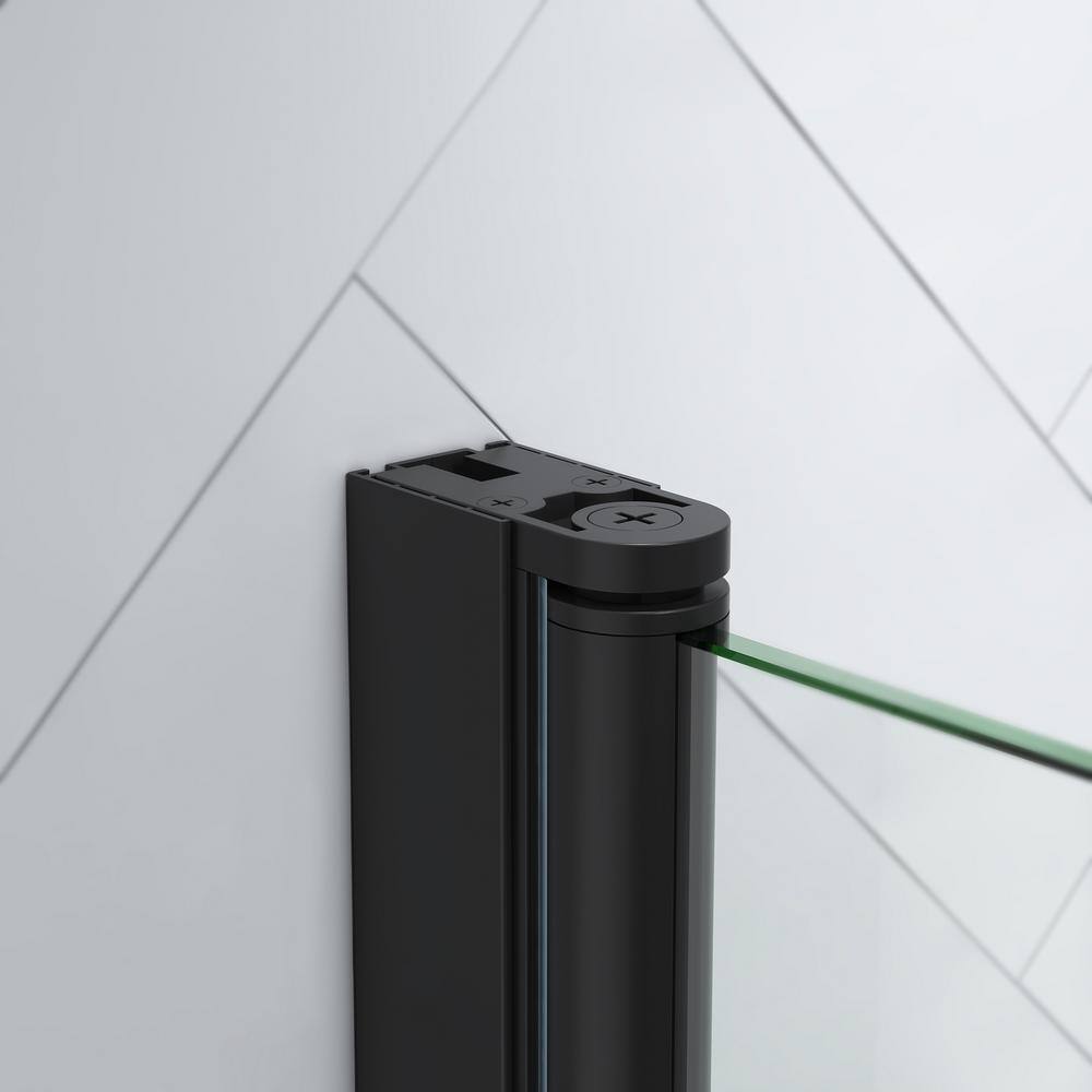 Pasadena Black Frameless Corner Shower Kit with Shelves and Pan