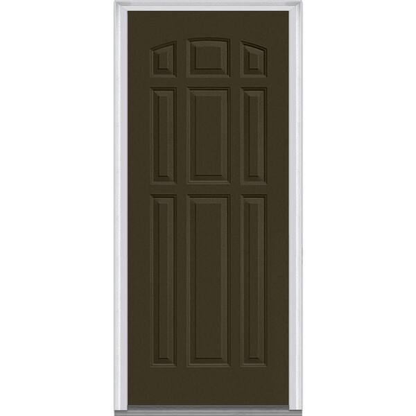 MMI Door 36 in. x 80 in. Left-Hand Inswing 9-Panel Classic Painted Fiberglass Smooth Prehung Front Door