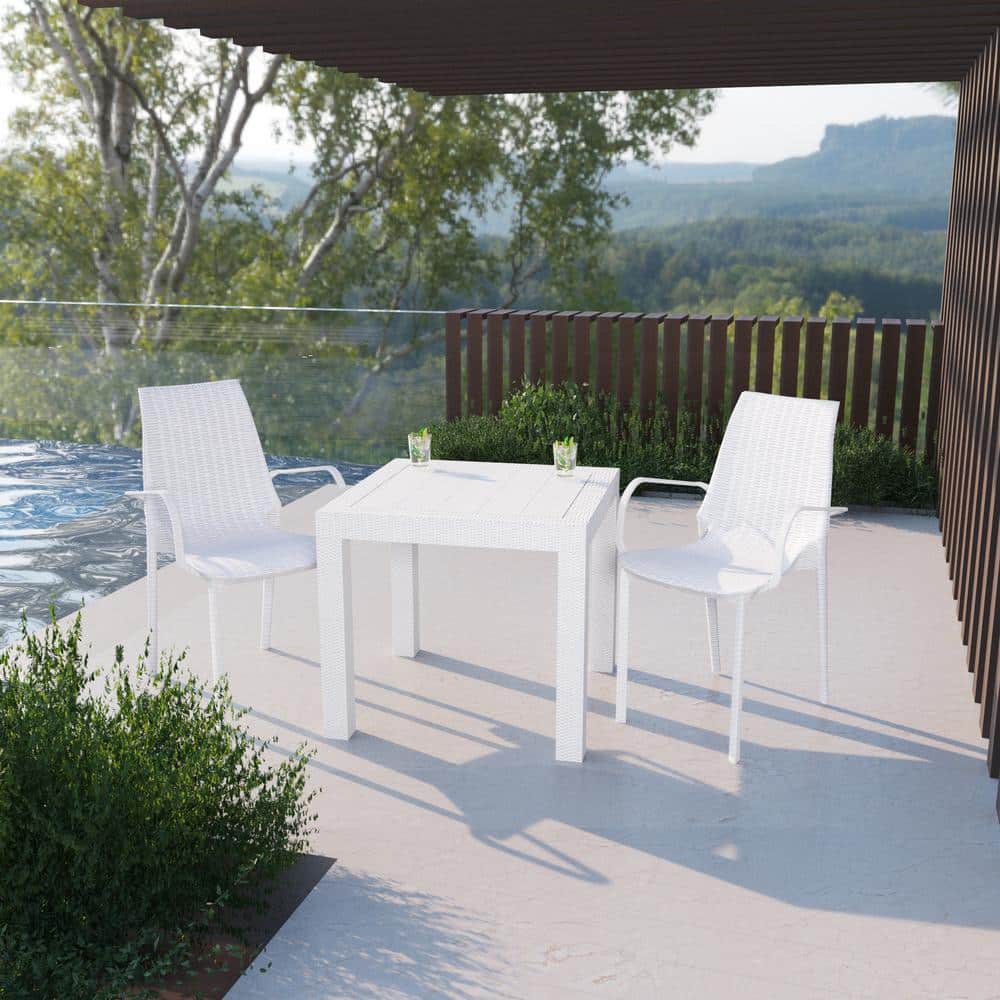 Kent Modern White Polypropylene Outdoor Dining Chair Set