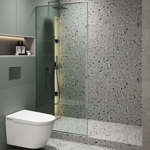 34 in. W x 74.25 in. H Fixed Full Frame Shower Door in Polished Chrome Finish with Tempered Glass