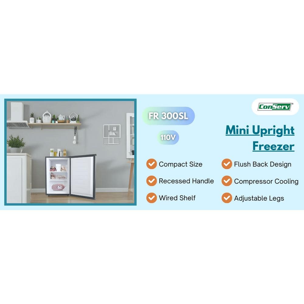 Compact Stainless Steel Energy Star Undercounter Upright Freezer