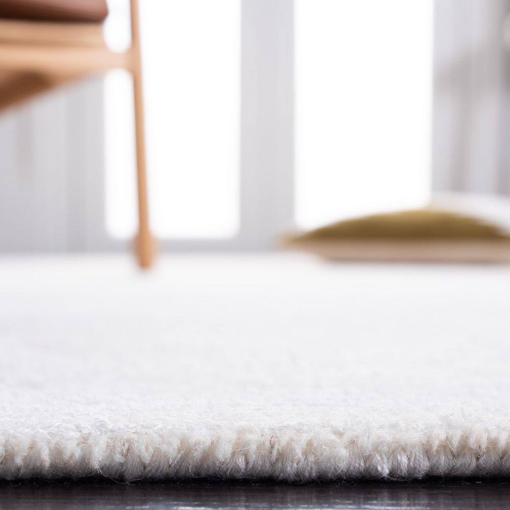 Ivory Hand Tufted Wool and Viscose Square Rug, 6 ft
