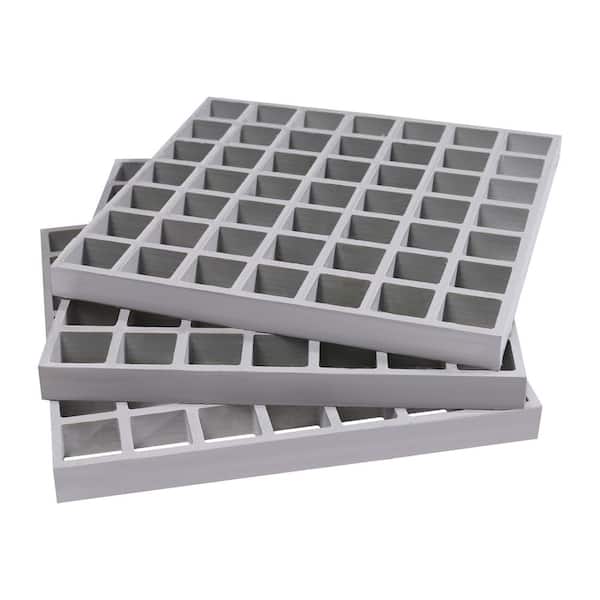Wellco 1 ft. x 1 ft. x 1 in. Fiberglass Molded Grating, 1.5 in. x 1.5 in. x 1 in., Resin Paver, Gray