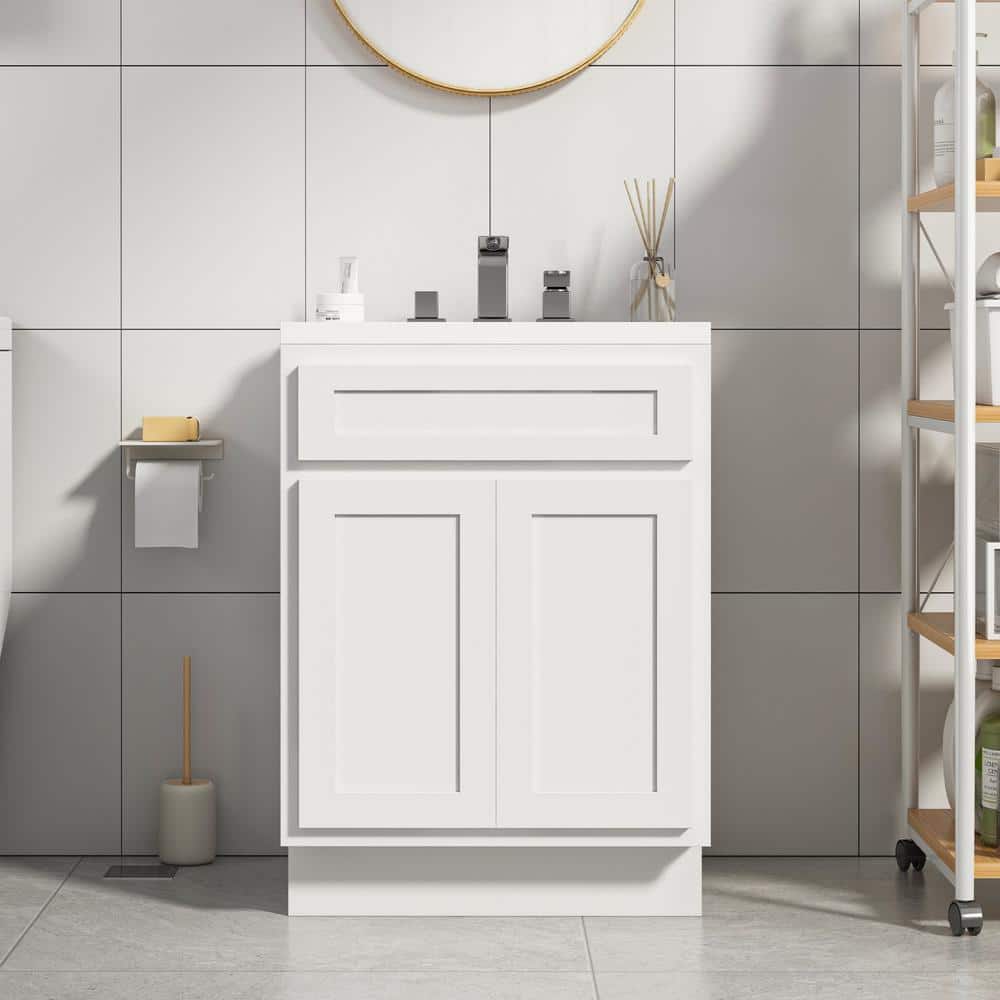 White Engineered Wood Double Door Vanity Cabinet