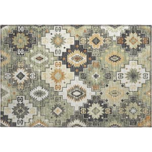 Mayfield Premium Machine Washable Abstract AMF2123 Fern 2 ft. x 3 ft. Accent Rug