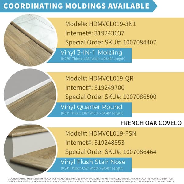 French Oak Covelo 0.59 in. Thickness X 1.023 in. Width X 94.48 in. Length Quarter Round Molding French Oak Covelo 0.59 in. Thickness X 1.023 in. Width X 94.48 in. Length Quarter Round Molding