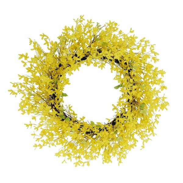 Puleo International 30 in. Artificial Winter Jasmine Floral Spring Wreath