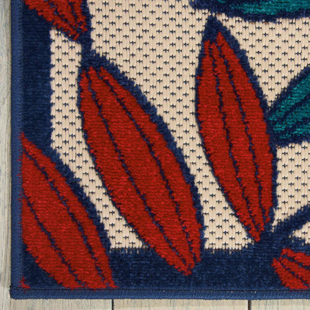 Sunny Aloha Multicolor Leaf 12' x 15' Flat-Woven Outdoor Rug