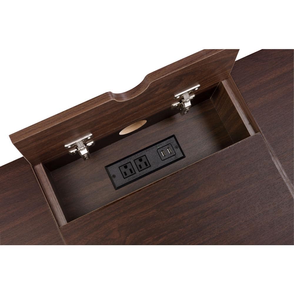 Oak and Black Writing Desk with Drawer and USB Port