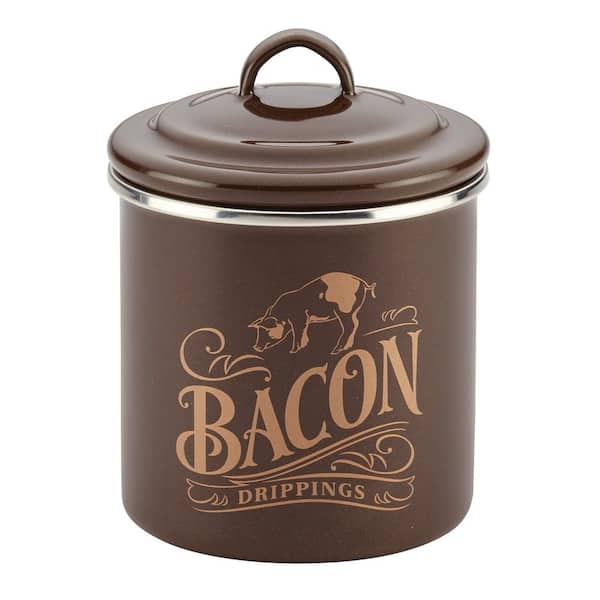 AQUA Bacon Grease Oil Container Storage Can Keeper w/Stainless Strainer  Pour Fat