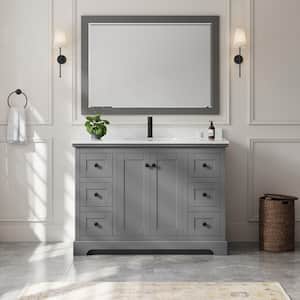 Avery 48 in. W x 22 in. D x 35 in. H Single Bath Vanity in Dark Gray with Carrara Cultured Marble Top & 46'' Mirror