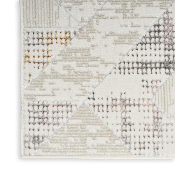 2 ft. x 8 ft. Gray Geometric Washable Area Rug