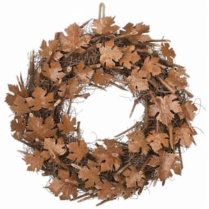 18 in. Artificial Harvest Brown Maple Leaves Wreath
