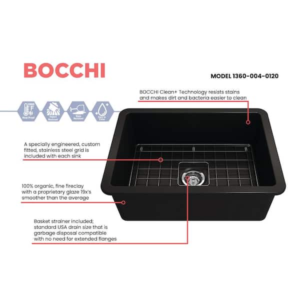 BOCCHI Matte Black Sink Bottom Grid for 27 in Single Bowl