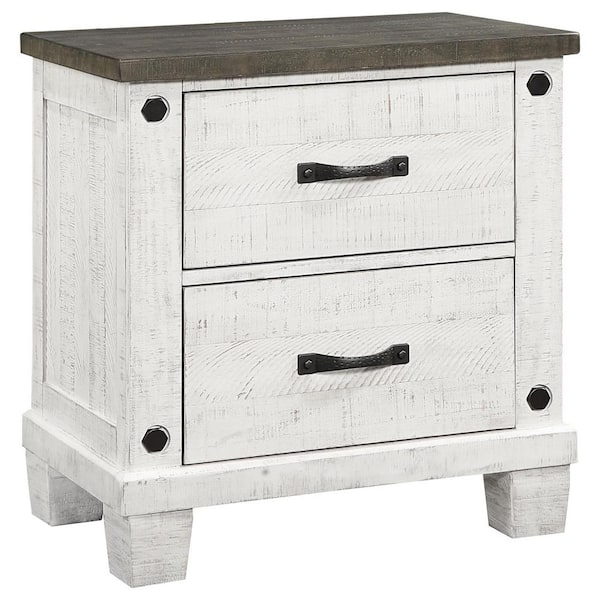 Coaster Lilith 2-Drawer Nightstand Distressed Grey and White 224472 ...