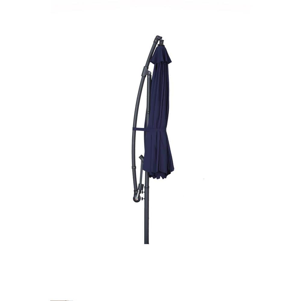 10 ft. Cantilever Patio Umbrella Offset Hanging Umbrella in Dark Blue