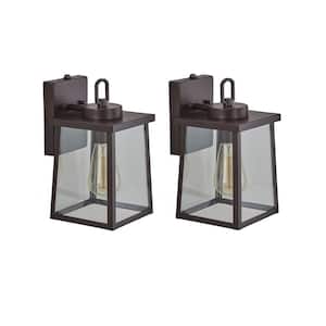 1-Light Bronze Wall Sconce with Light Control (2-Pack)