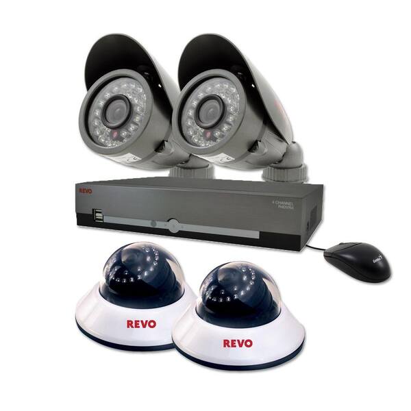 Revo 4-Channel 500GB DVR Surveillance System with (4) 600 TVL 80 ft. Night Vision Cameras