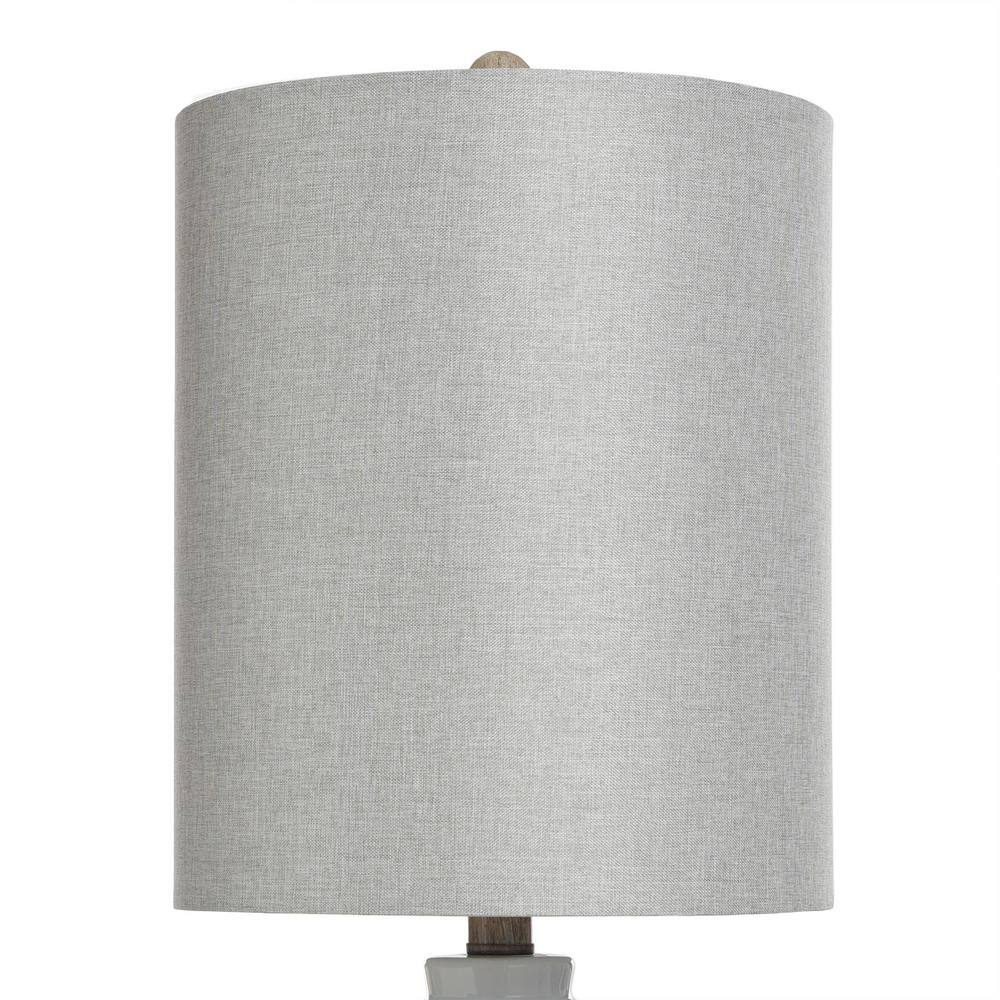 23.3" White Ceramic Table Lamp with Hardback Fabric Shade