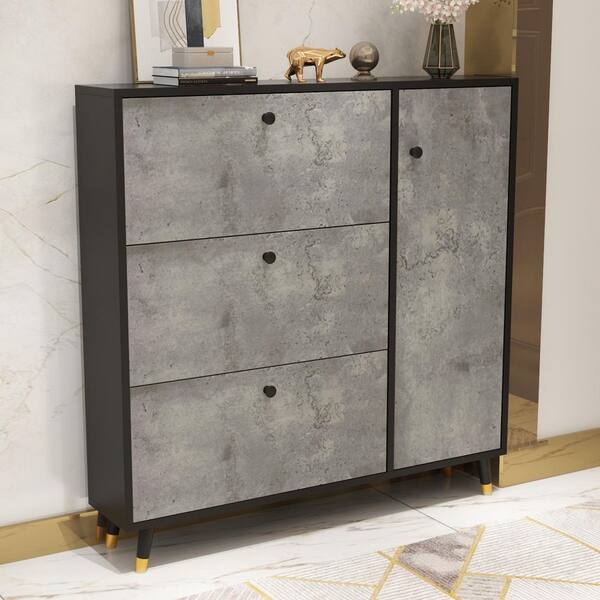 FUFU&GAGA 47.2-in H 6 Tier 24 Pair Gray Composite Shoe Cabinet in