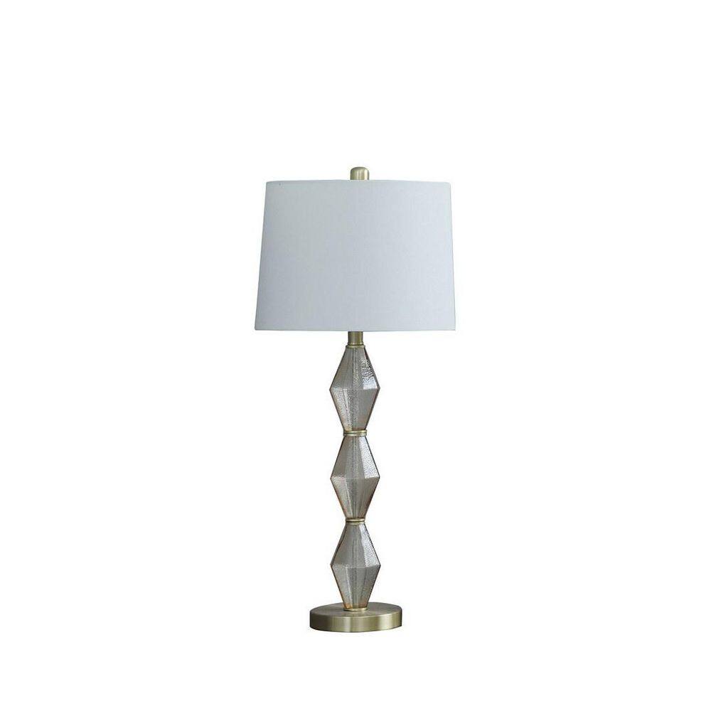 29.5 in. H Emil Moderne Geometric Light Amber Textured Glass Brushed Gold Table Lamp, Task & Reading, White price history on PriceWatchPro