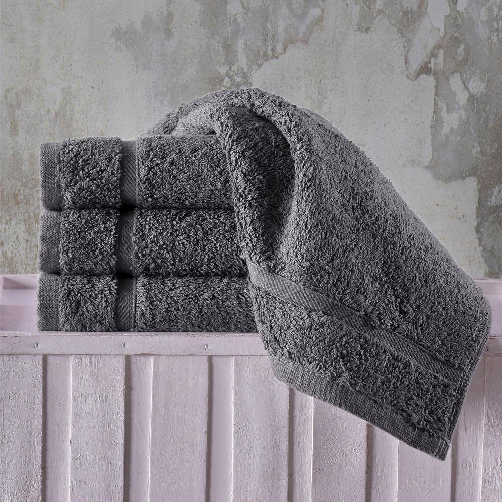 Hawmam Linen 4-Piece Grey Turkish Cotton Washcloth Set