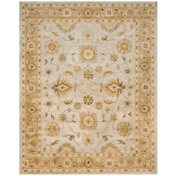 SAFAVIEH Antiquity Light Blue/Sage 10 ft. x 14 ft. Border Area Rug
