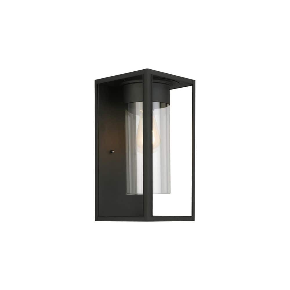 Walker Hill 7.24 in. W x 15 in. H 1-Light Matte Black Outdoor Wall Lantern Sconce with Clear Glass Shade price history on PriceWatchPro