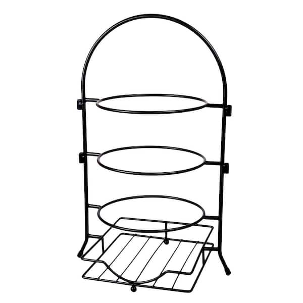 Creative Home 3-Tier Black Buffet Caddy Serving Rack With 2-Detachable  Napkin Flatware Holders 50273 - The Home Depot