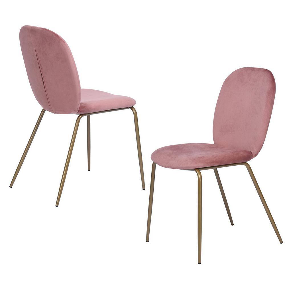 FurnitureR Jule Pink Velvet Cover Elegant Dining Chairs (Set of 2)Jule