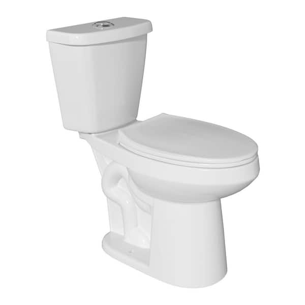 Unbranded 19 in. ADA Height 2-Piece Toilet 1.0/1.28 GPF Dual Flush Elongated White Tall Toilet Comfort Bowl Height Bathroom Toilet