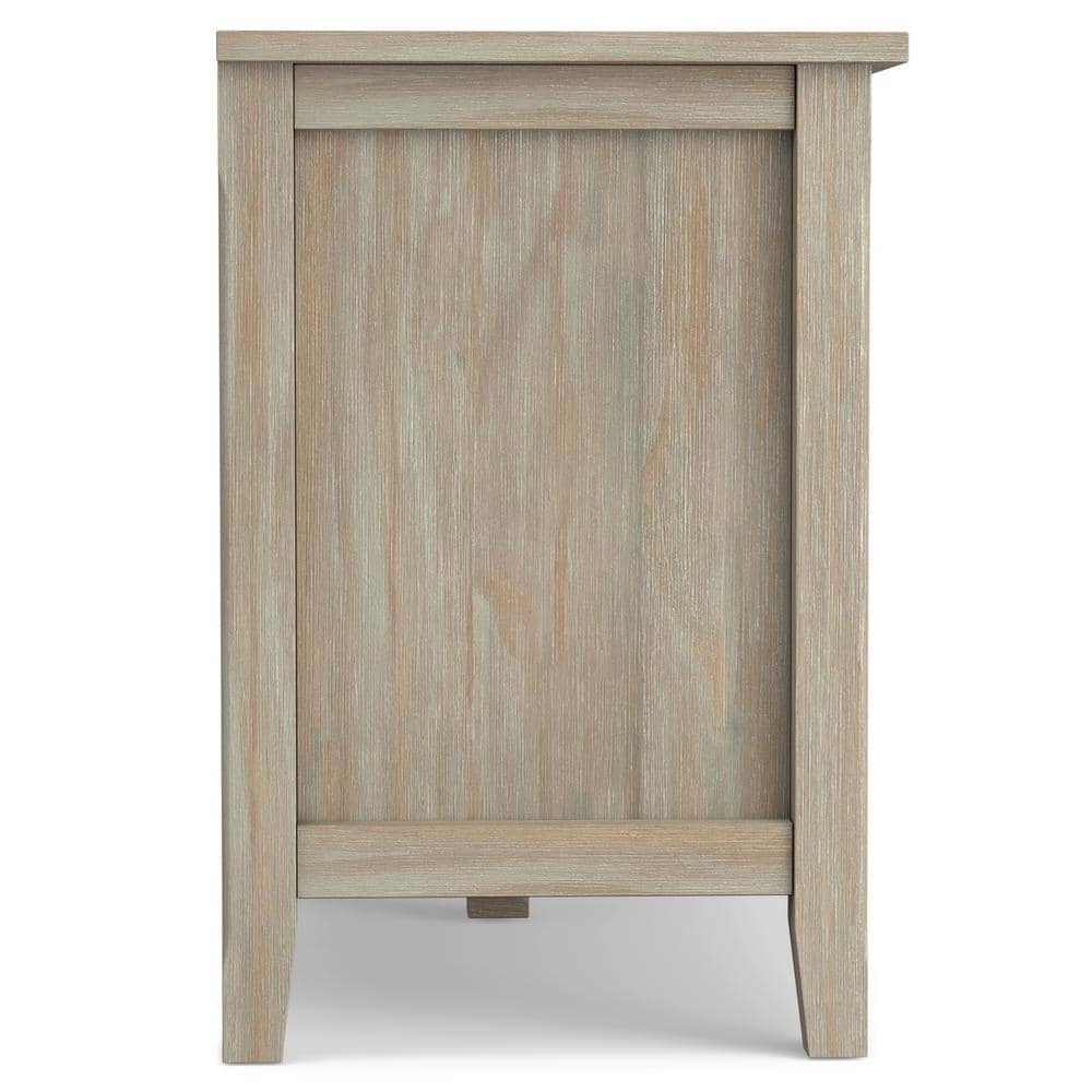 Distressed Grey 72'' Solid Pine Wood Media Console with Cabinet
