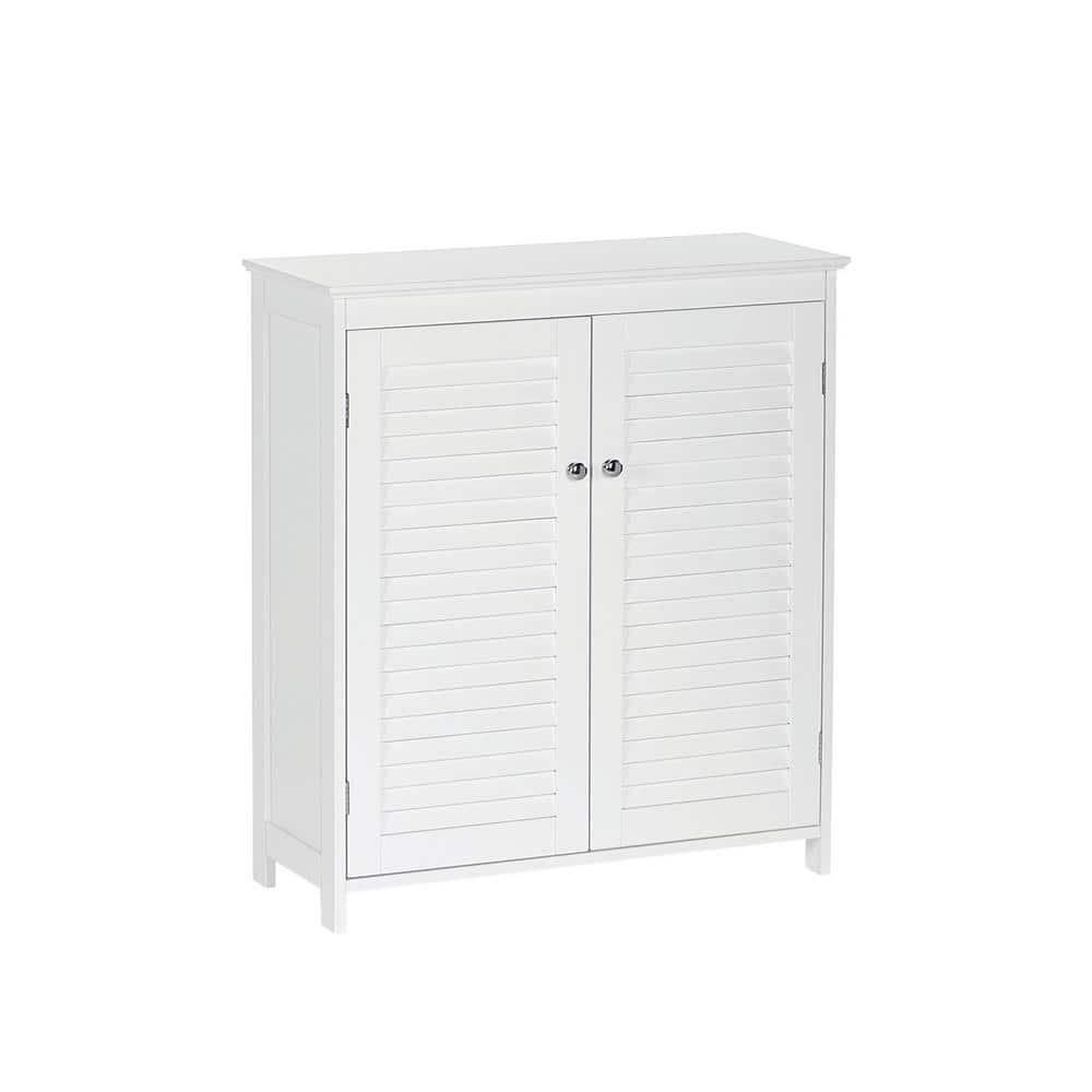 White Shutter Door Bathroom Storage Cabinet with Adjustable Shelves