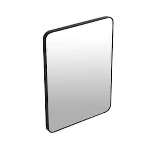 24 in. W x 30 in. H Aluminum Rounded Corner Rectangular Framed for Wall Decorative Bathroom Vanity Mirror in Black