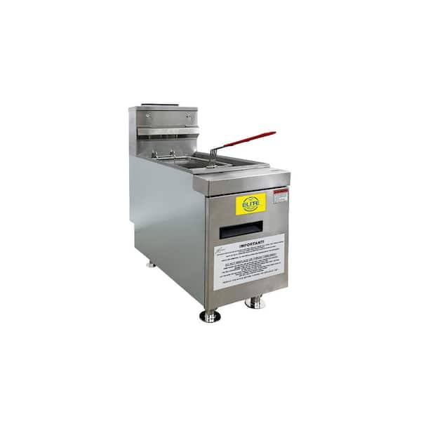 Elite Kitchen Supply 13.7 Qt. 25 lbs. Stainless Steel Natural Gas NSF Commercial Countertop Fryer EF2CT with Two Tube Burners