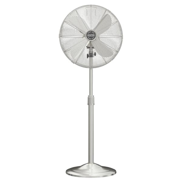 Hunter Classic 16 in. 3-speed Pedestal Fan in Brushed Nickel with Non-slip Base and Easy-Carry Handle