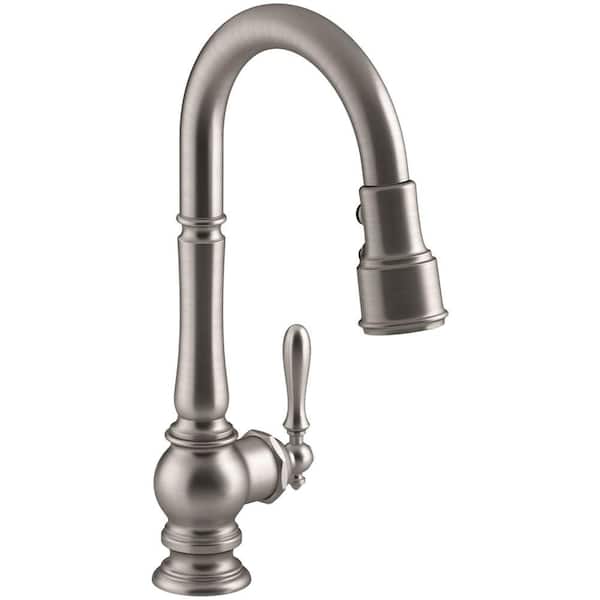 KOHLER Artifacts Single-Handle Pull-Down Sprayer Kitchen Faucet in Vibrant Stainless