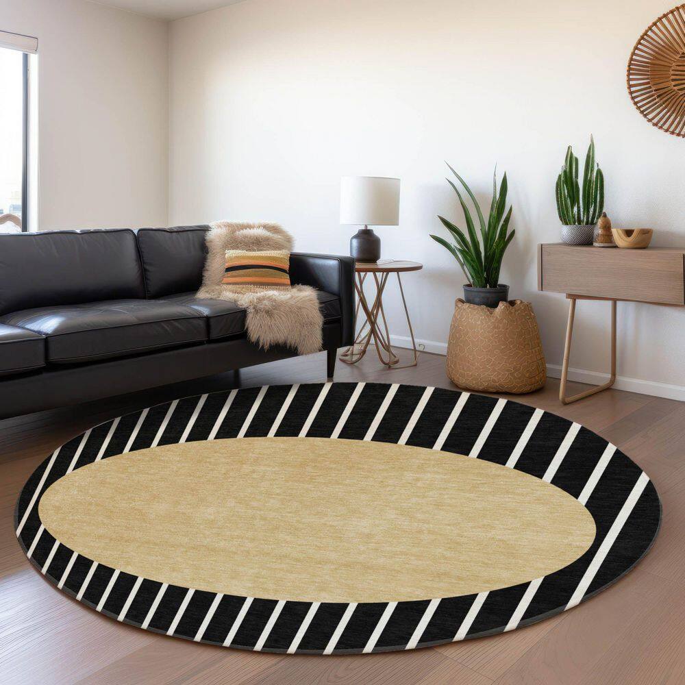 Mayfield Premium Machine Washable Abstract AMF994 Black 8 ft. x 8 ft. Round Rug price history on PriceWatchPro