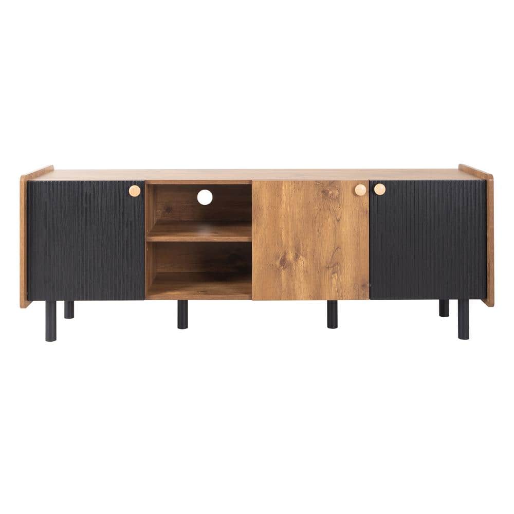 61.81 in. W x 13.18 in. D x 22.83 in. H Brown Linen Cabinet with 3 Cabinets