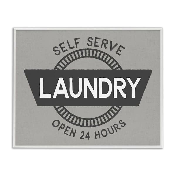 Stupell Industries Retro Self Serve Laundry by Cad Designs White Framed Typography Giclee Art Print 11 in. x 14 in.