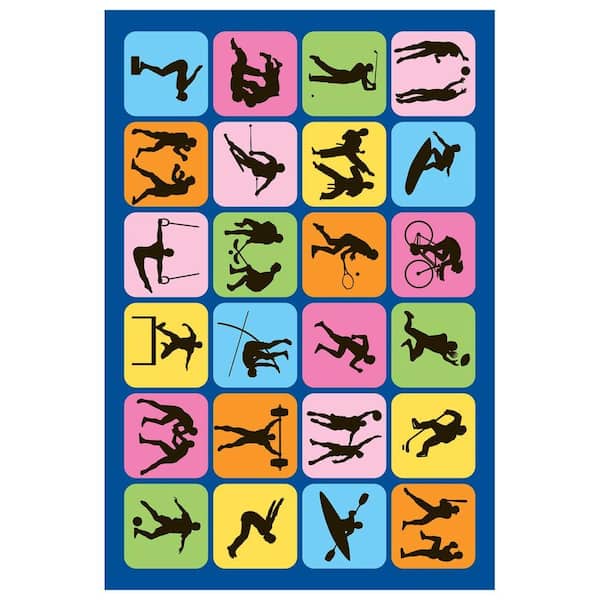 LA Rug Fun Time Sports Symbol Multi Colored 51 in. x 78 in. Area Rug-DISCONTINUED